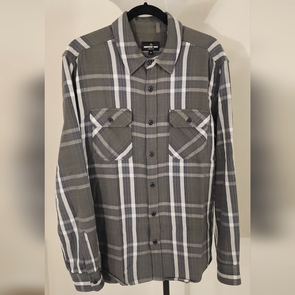 American Giant Vintage Flannel Mens Medium Color - Sage
